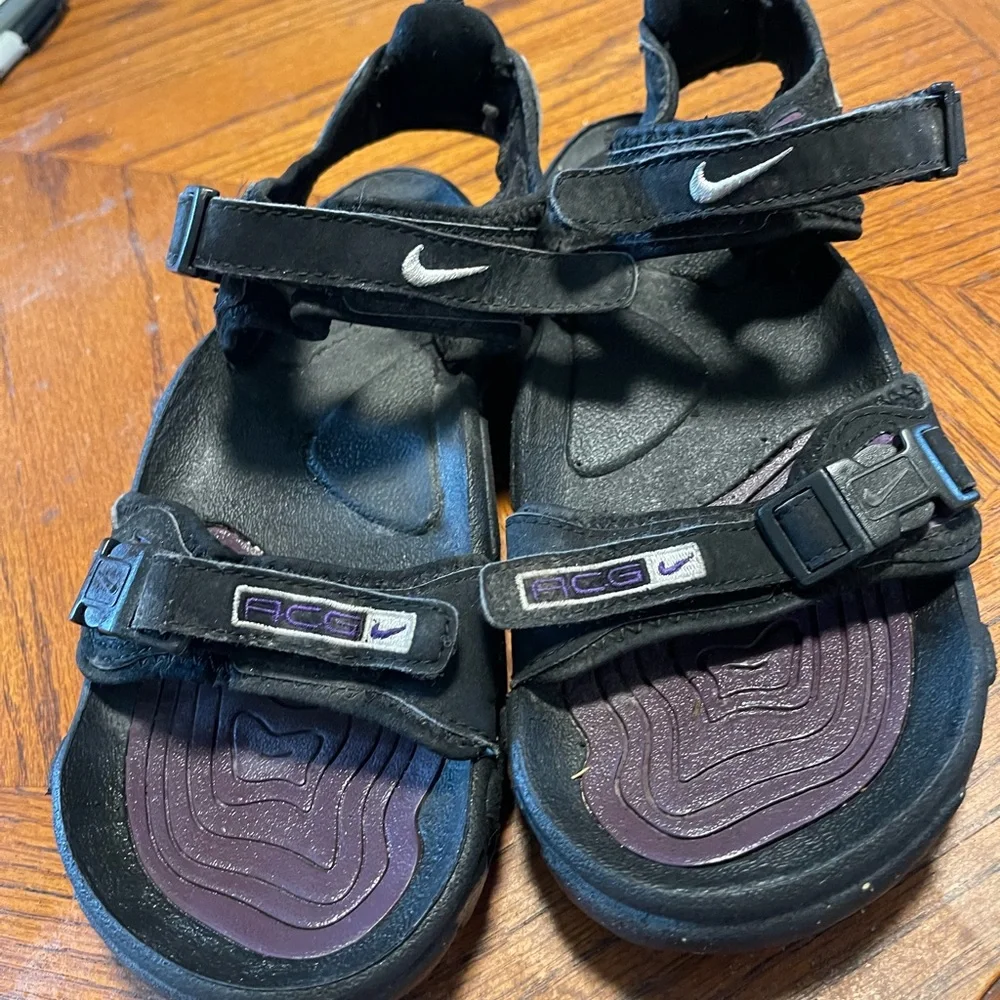 Vintage 90s Nike ACG Air Deschutz Black Sport Mens Sandals Comfort Buckle Mens 7